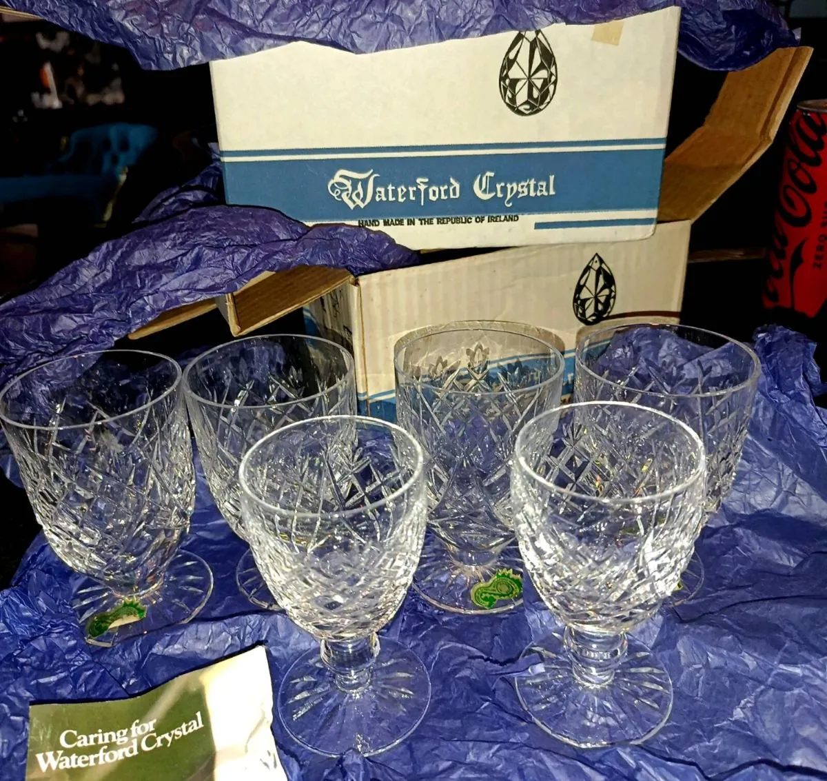 6 Waterford crystal Donegal glasses in box - Image 1
