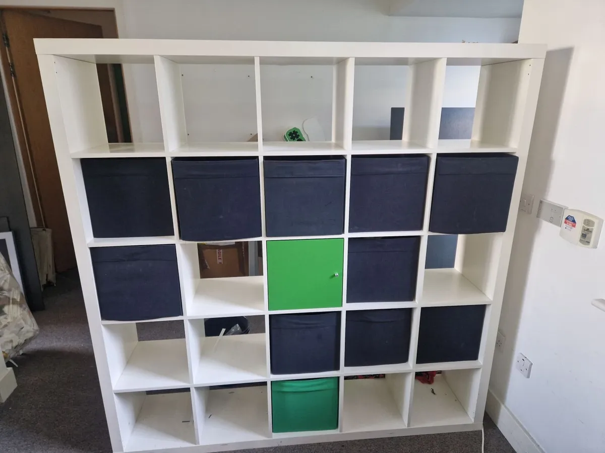 IKEA Kallax 5x5 Shelving Unit + Storage Inserts - Image 1