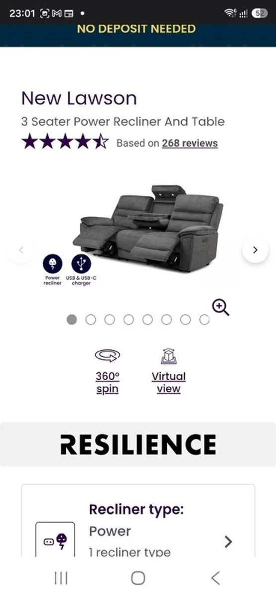 DFS Lawson 3 + 1 electric recliner - Image 1