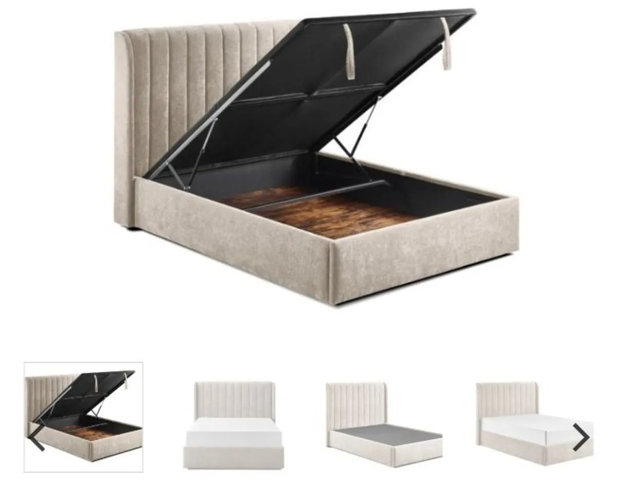 Frida Beige Gas Lift Storage Bed / 3 Sizes - Image 1