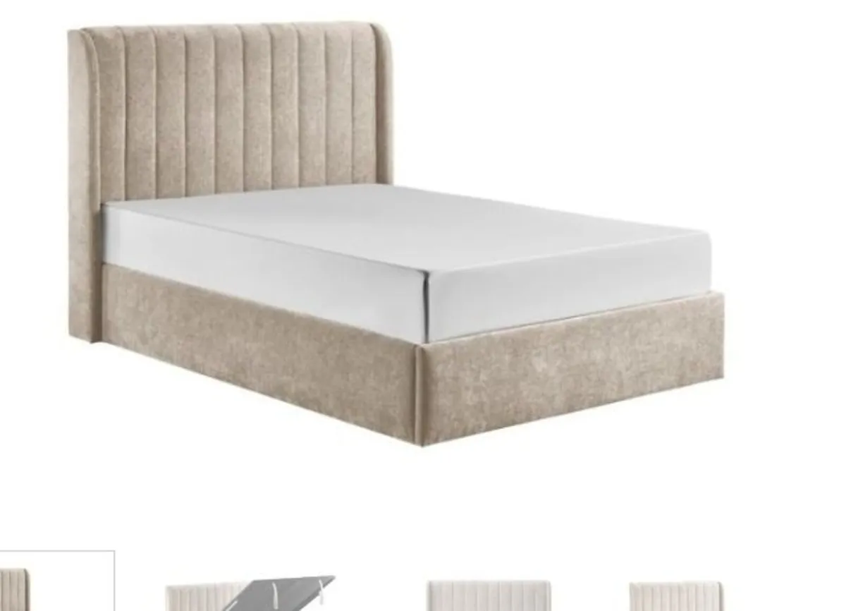 Frida Beige Gas Lift Storage Bed / 3 Sizes - Image 2