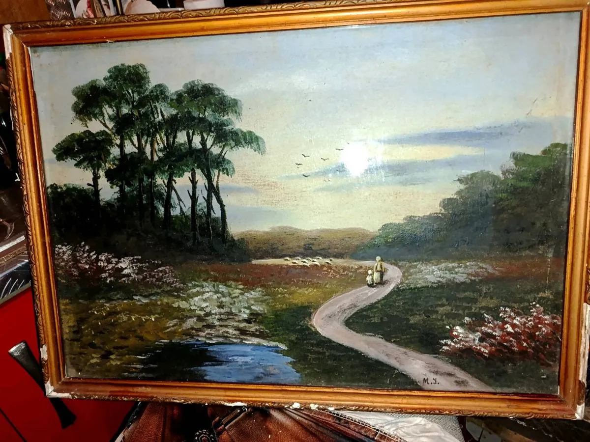 Antique oil painting - Image 1