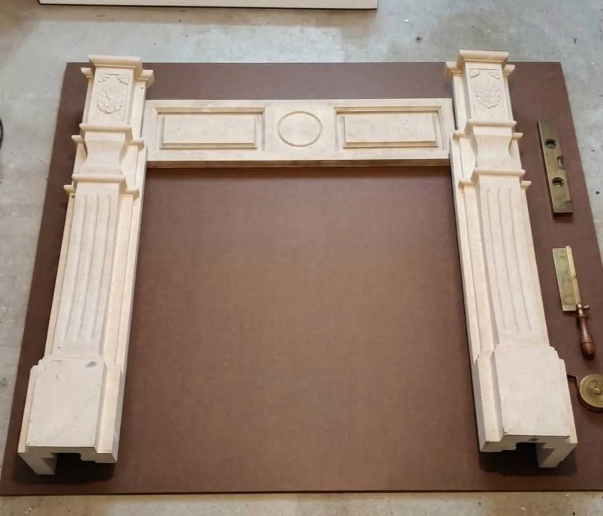 Marble fireplace with matching marble mirror - Image 1