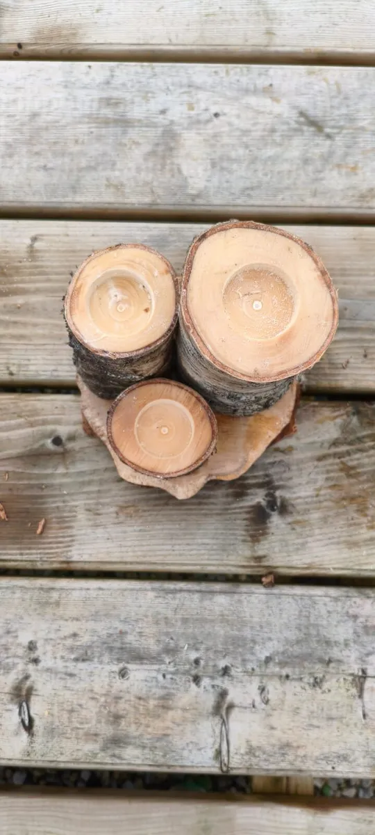 Handmade Birch Wood Log Candle Holder - Image 2