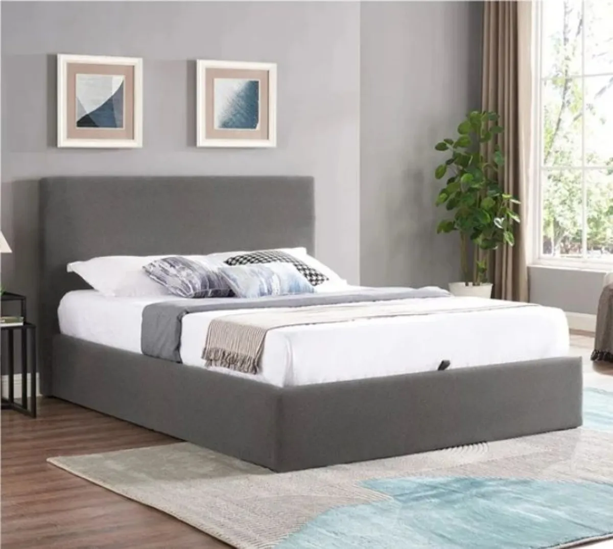 Ezra Navy Ottoman Bedframe / 2 Sizes & 3 Colours - Image 2