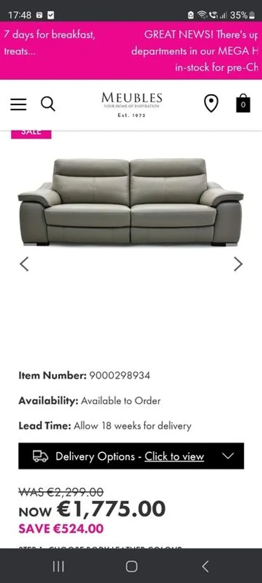 3.5 seater electric leather sofa - Image 2