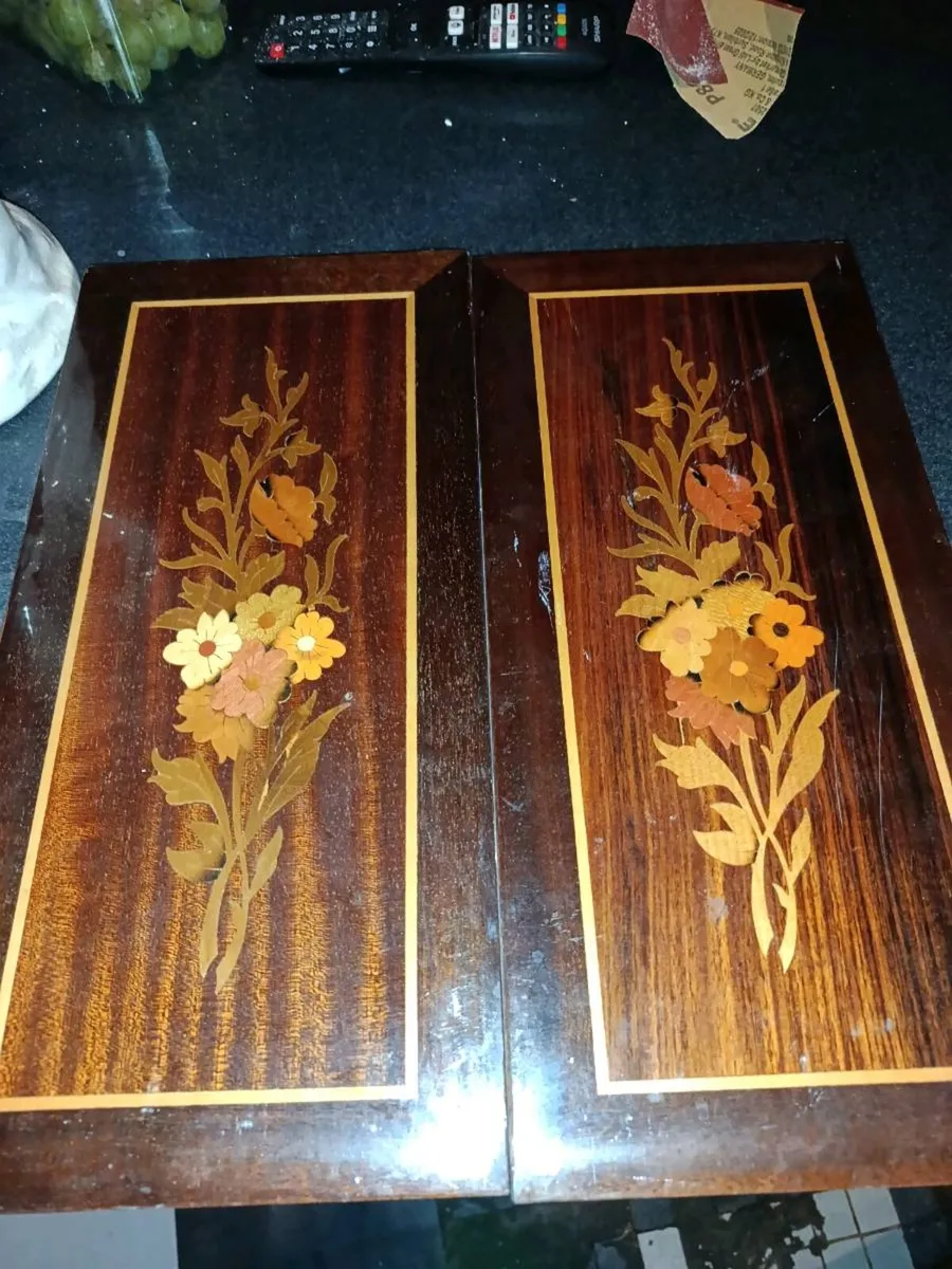Pair of inlay wooden panel
