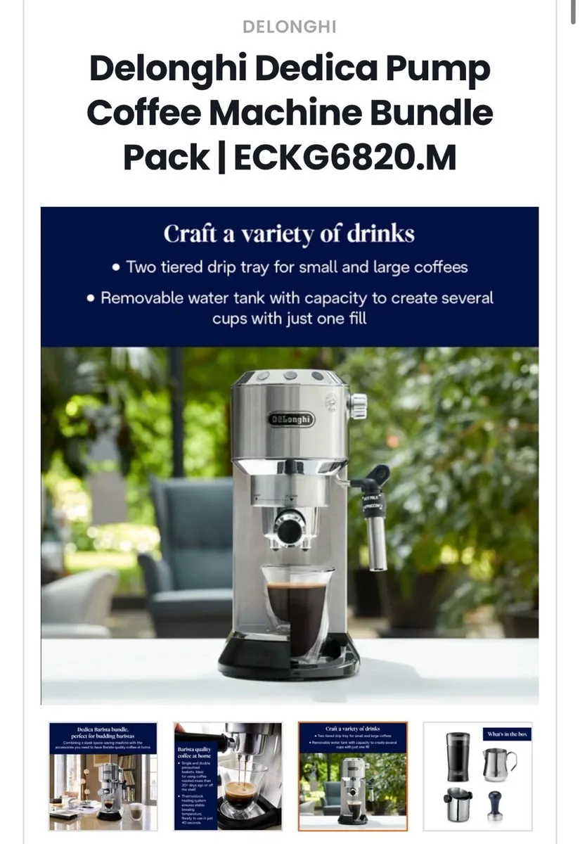 DeLonghi Dedica Coffee Machine Bundle - Image 1