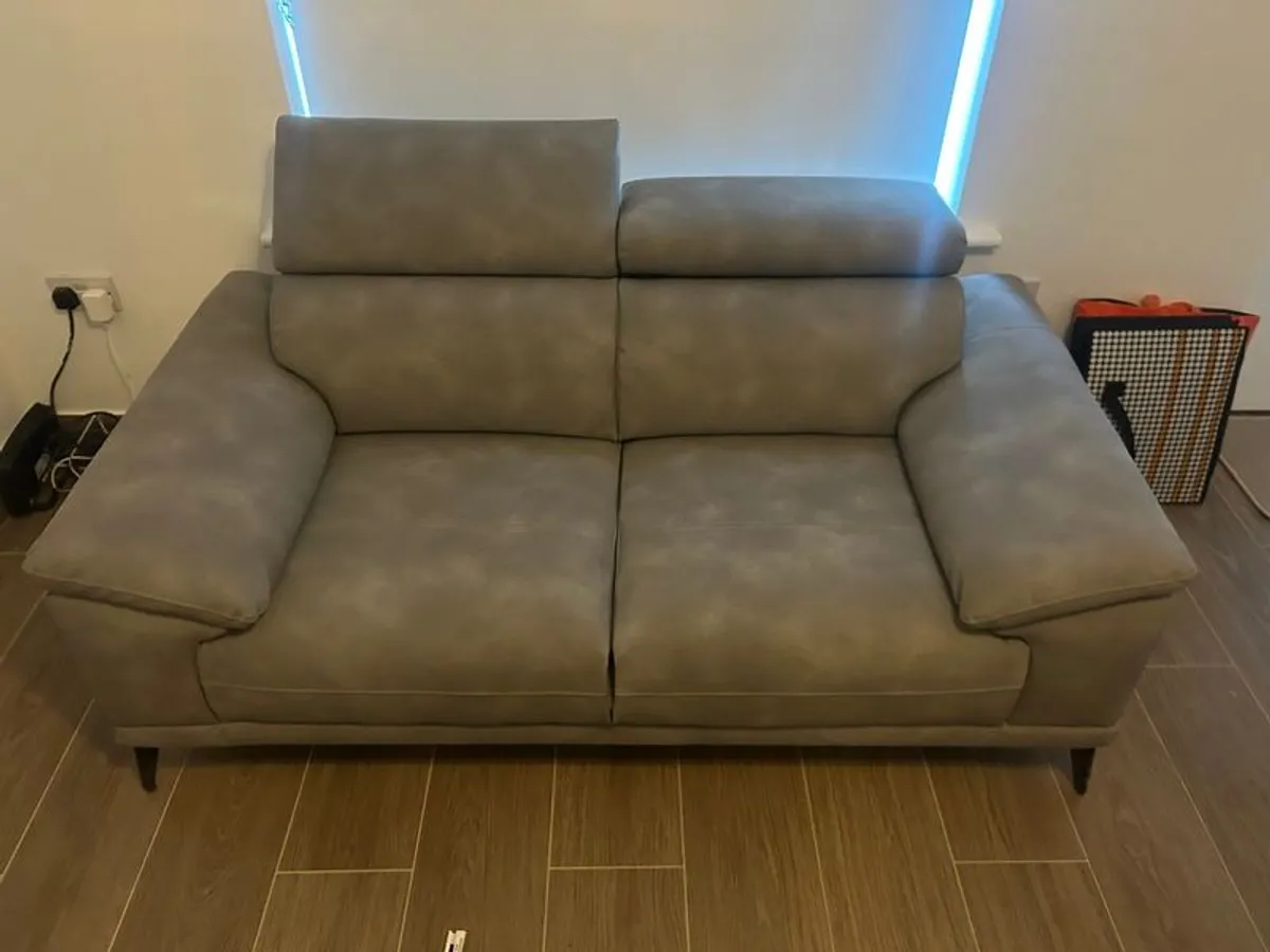 Grey 2 Seater Sofa, Swivel Chair & Matching Stools - Image 4
