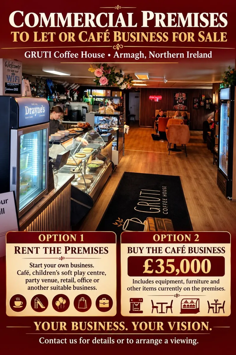 COMMERCIAL PREMISES TO LET OR CAFÉ BUSINESS FOR SA - Image 1