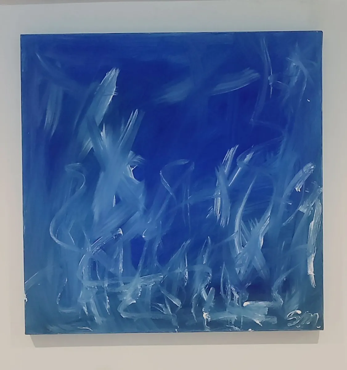 Original Blue Abstract Painting on Canvas - Image 2