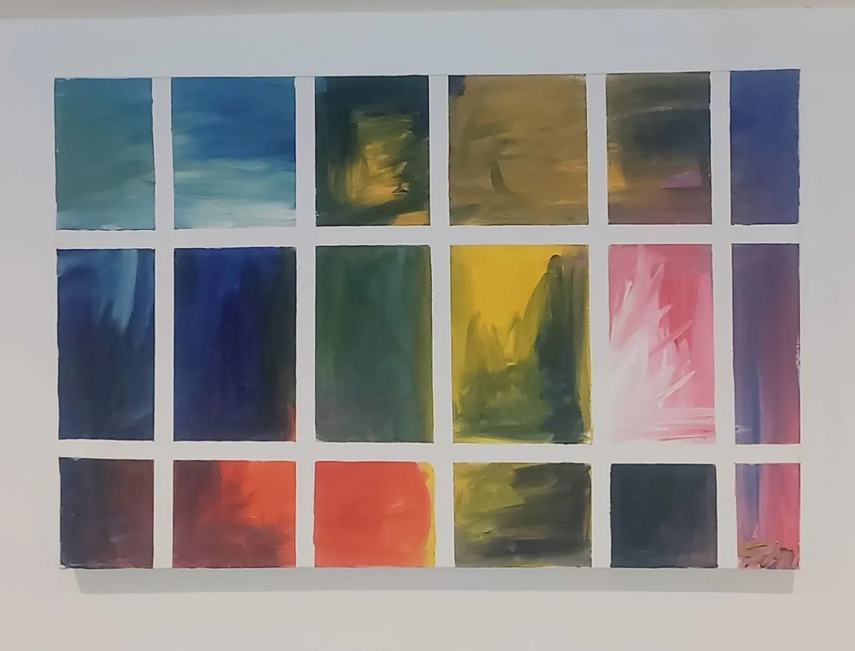 Original Abstract Grid Colour Study Painting - Image 4