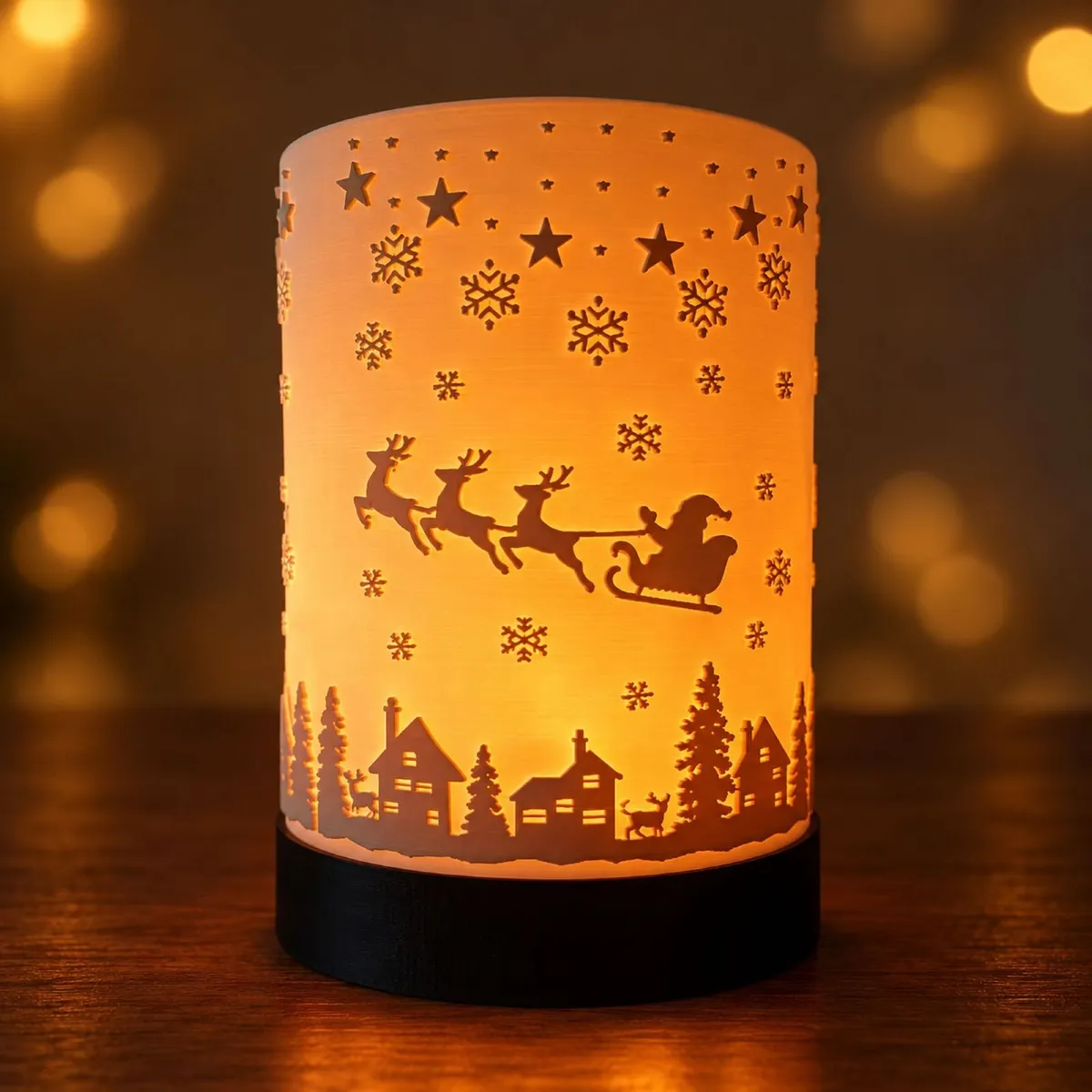 Santa's Flight Christmas Tea Light Lantern 3D - Image 1