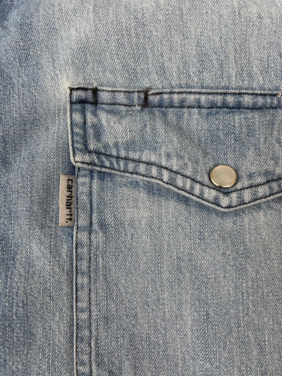 Vintage Carhartt Heavyweight Denim Shirt Mens L - Image 4