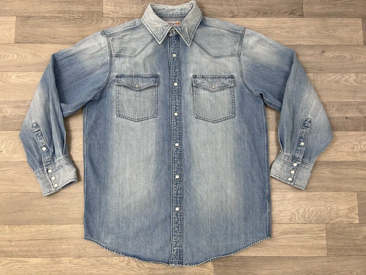 Vintage Carhartt Heavyweight Denim Shirt Mens L - Image 1