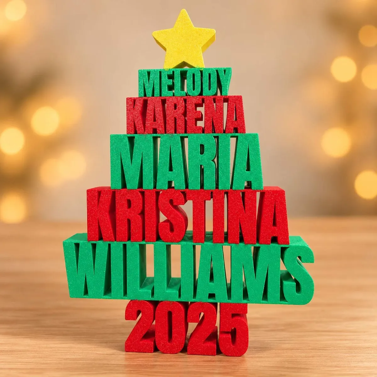 Personalised Family Names Christmas Tree 3D - Image 1