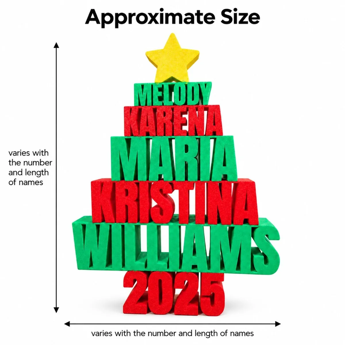 Personalised Family Names Christmas Tree 3D - Image 3