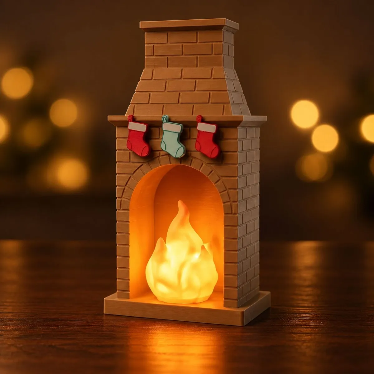 Cosy Christmas Fireplace with Stockings and LED - Image 1