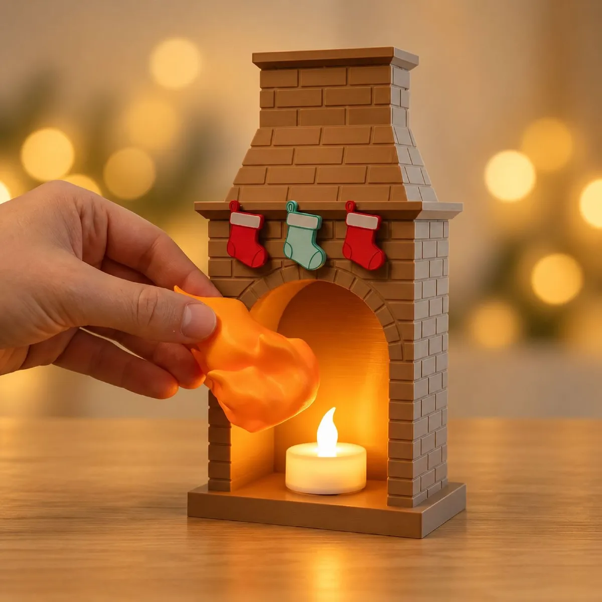 Cosy Christmas Fireplace with Stockings and LED - Image 2