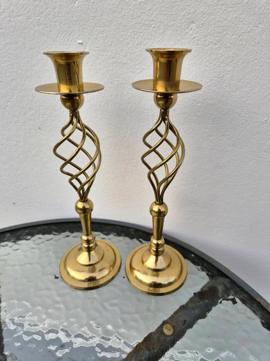 Old brass  candle stick holders