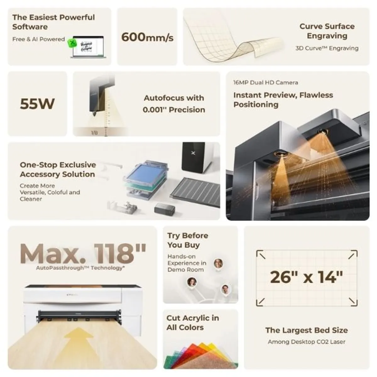 xTool P2S 55W CO2 Laser Cutter / Engraver + Accessories - Image 2