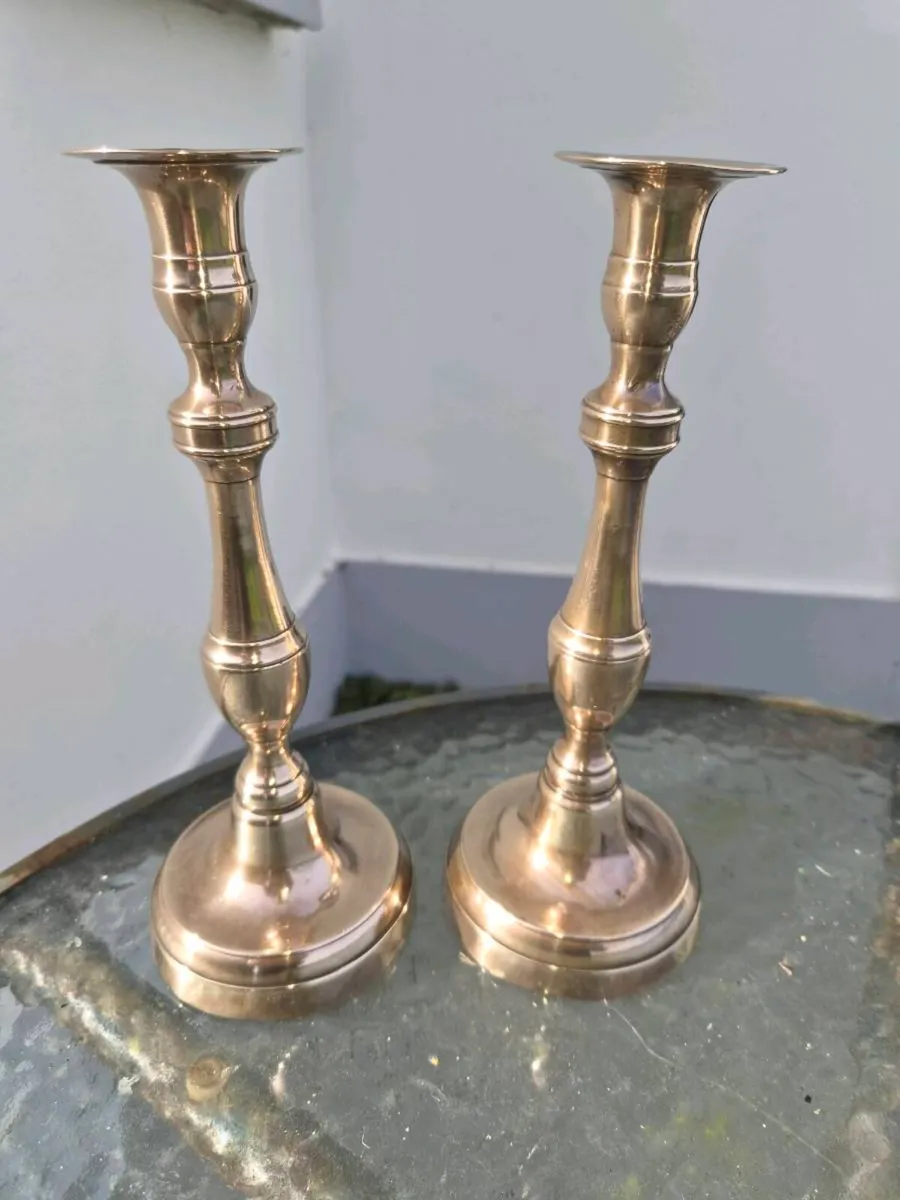 Old bronze brass  candle stick holders - Image 1