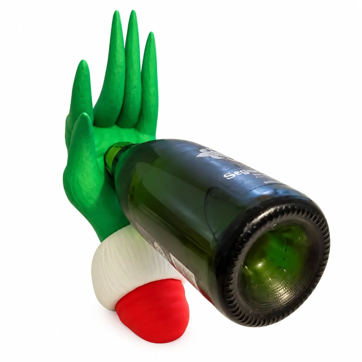 Green Christmas Hand Wine Bottle Holder, Funny Dec - Image 4