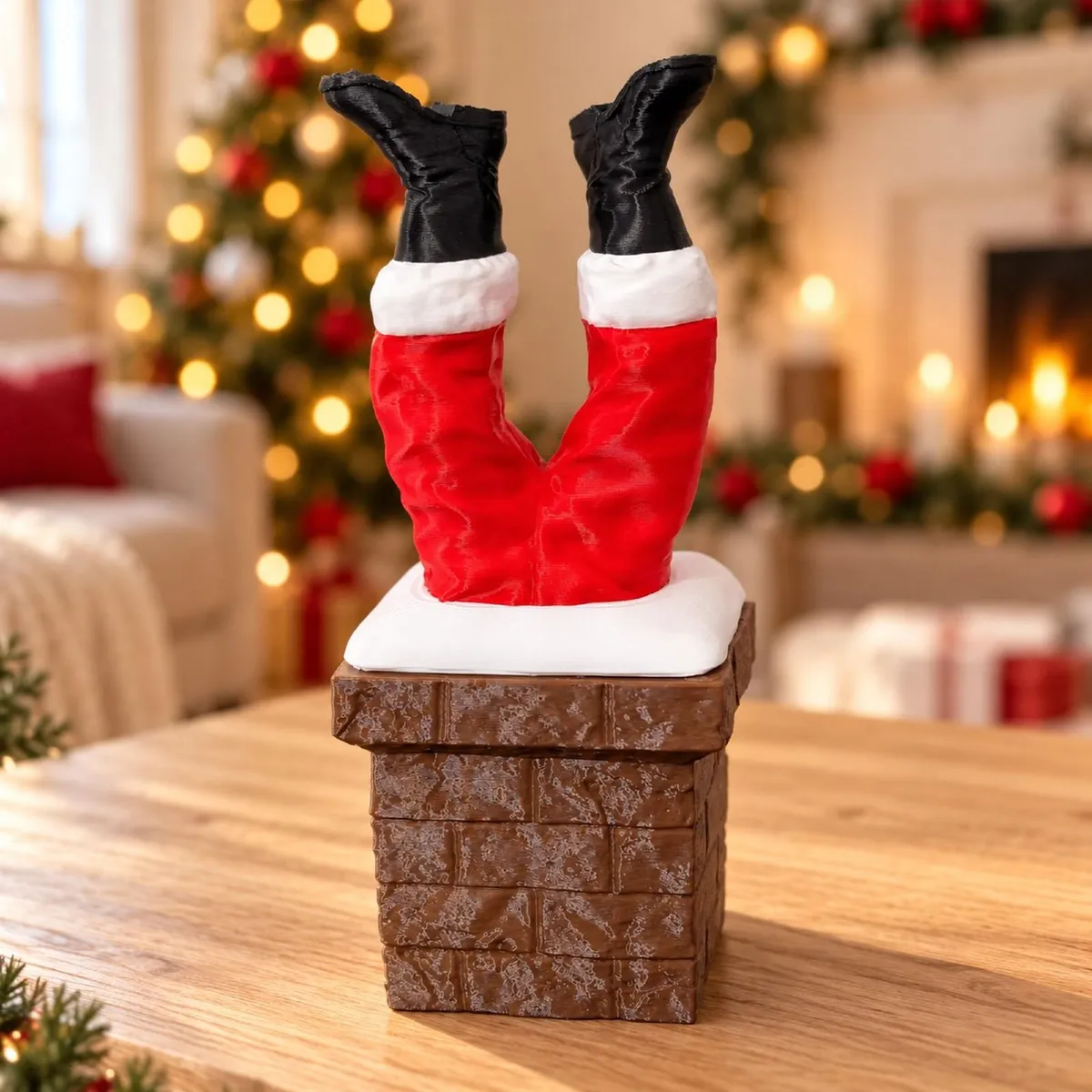 Santa Stuck in the Chimney Christmas Decoration 3D - Image 1