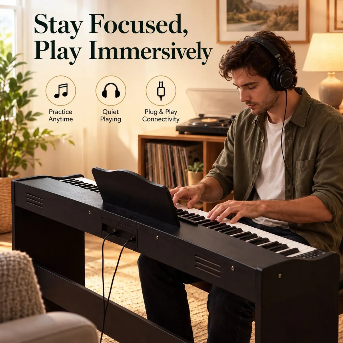 88 Key Digital Piano with Stand and Speakers Semi - Image 2