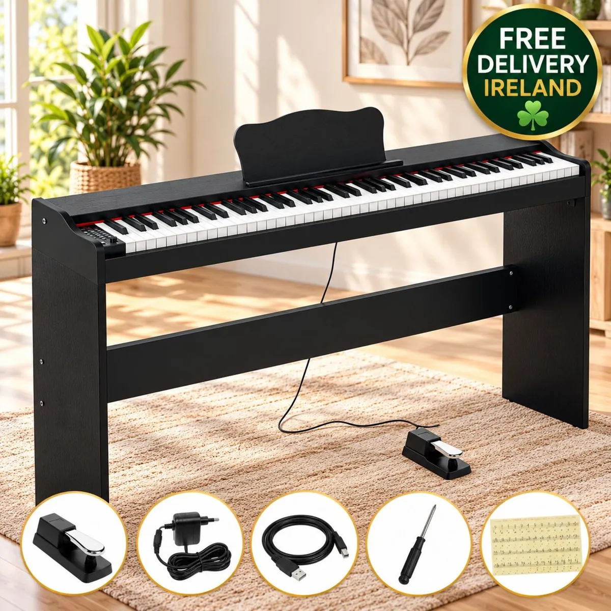 88 Key Digital Piano with Stand and Speakers Semi - Image 1