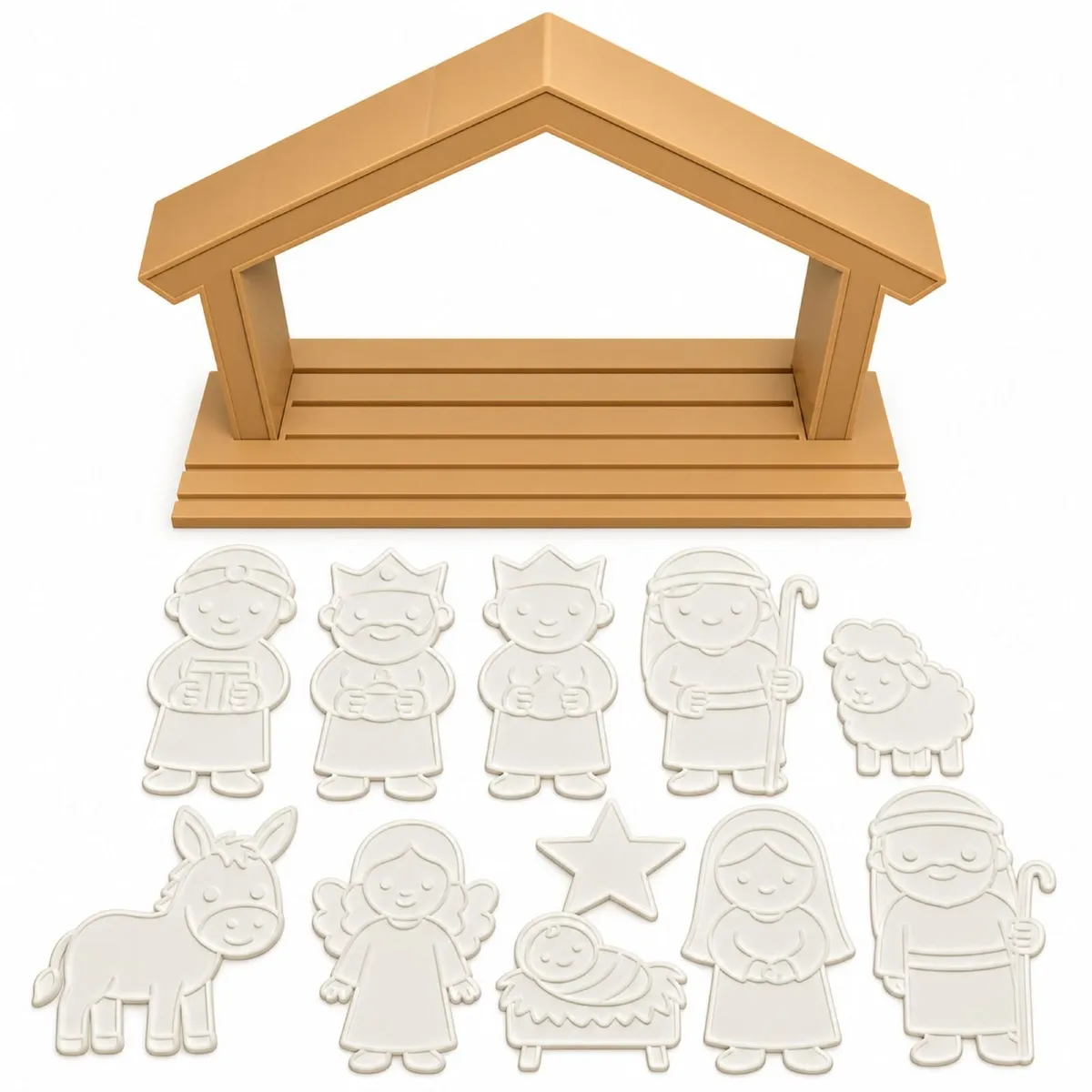 Colour Your Own Nativity Set with Stable, 10 Figur - Image 2