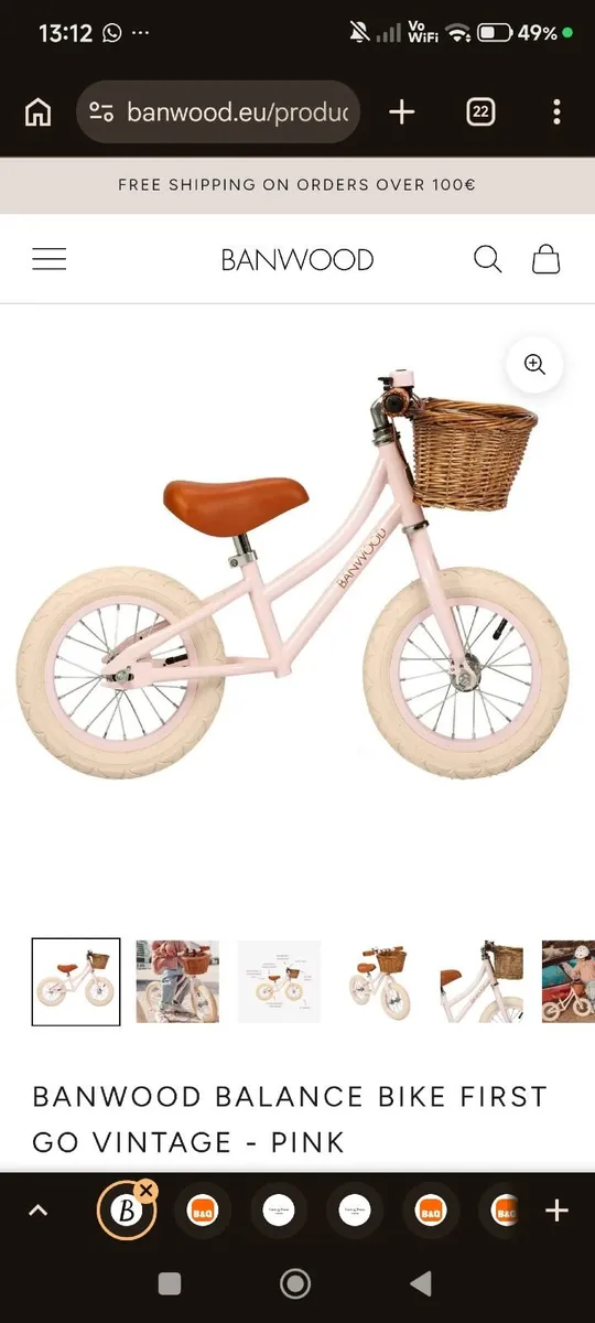 Banwood Pink Vintage Balance Bike - Image 3