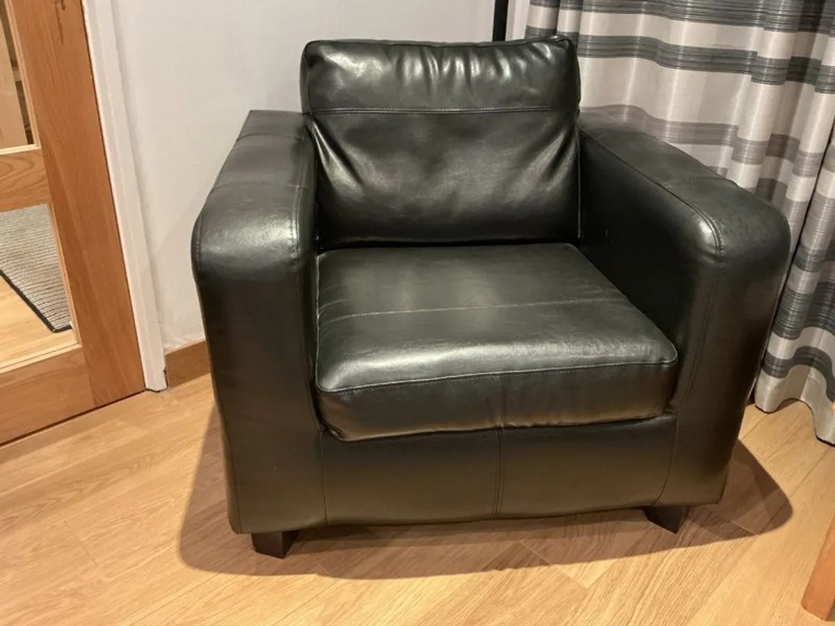 2 Black faux leather armchairs - Image 1