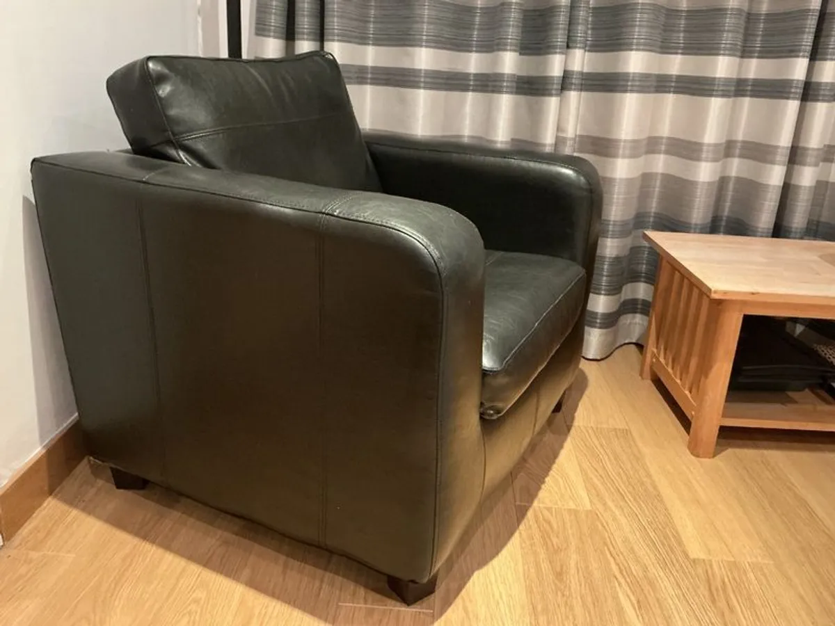 2 Black faux leather armchairs - Image 2