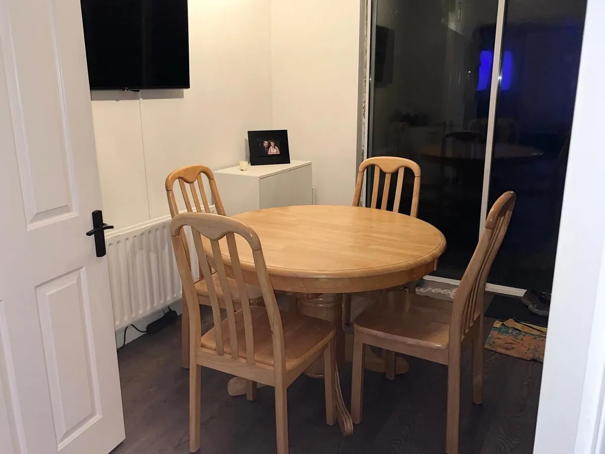 Extendable Dining Set (Round Table + 4 Chairs) - Image 1