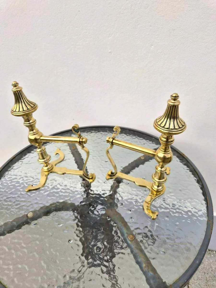 2 Old brass  fire tong holders