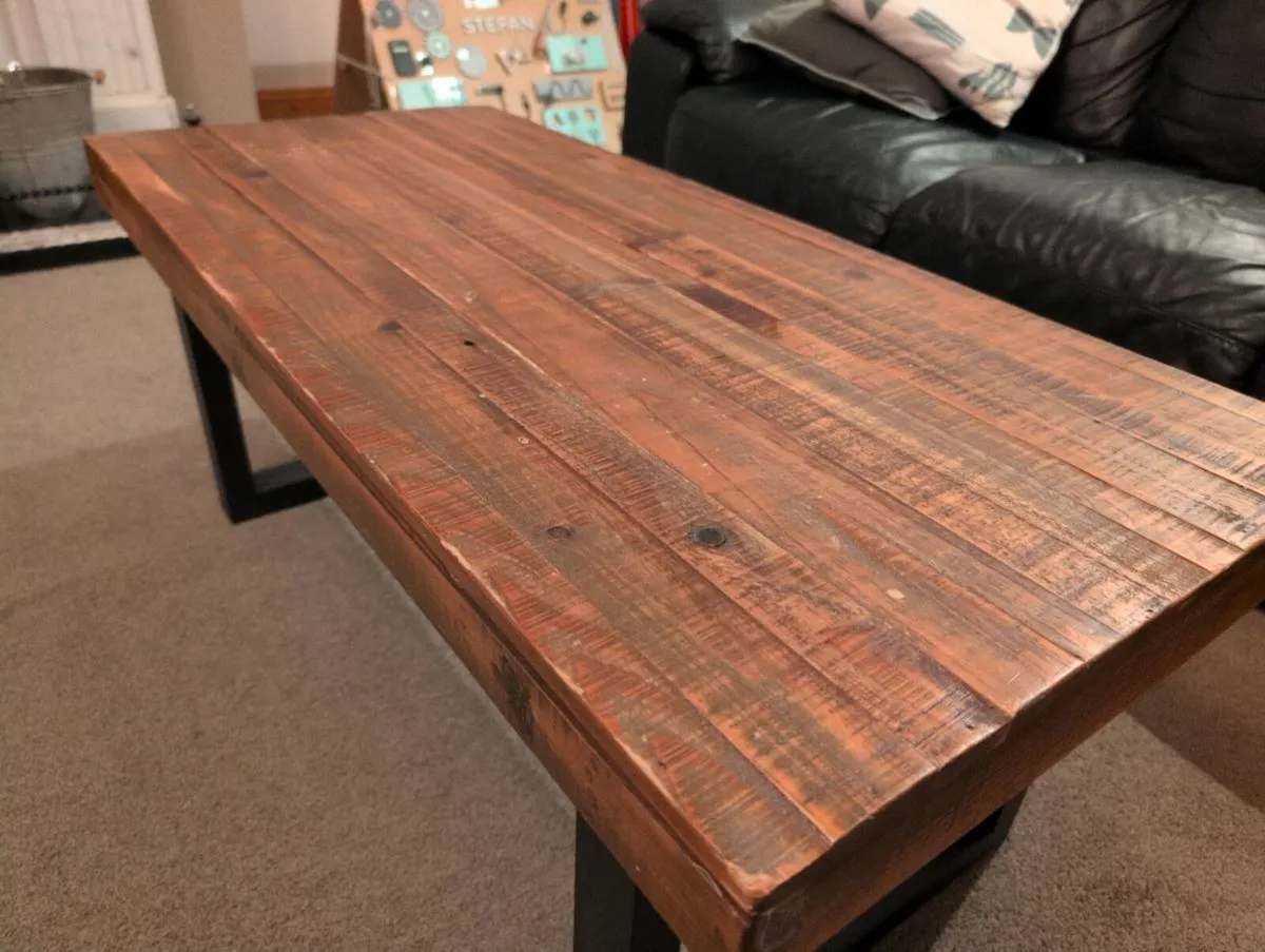 RusticI Industrial Coffee Table - Solid Wood - Image 2