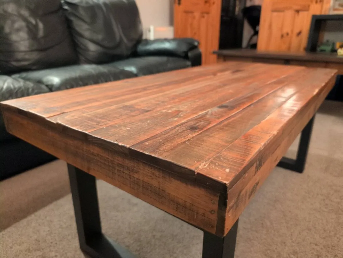 RusticI Industrial Coffee Table - Solid Wood - Image 3