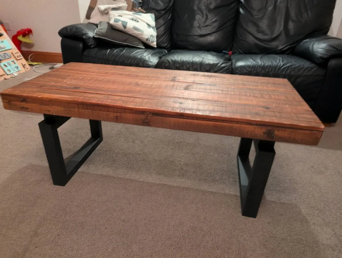 RusticI Industrial Coffee Table - Solid Wood - Image 4