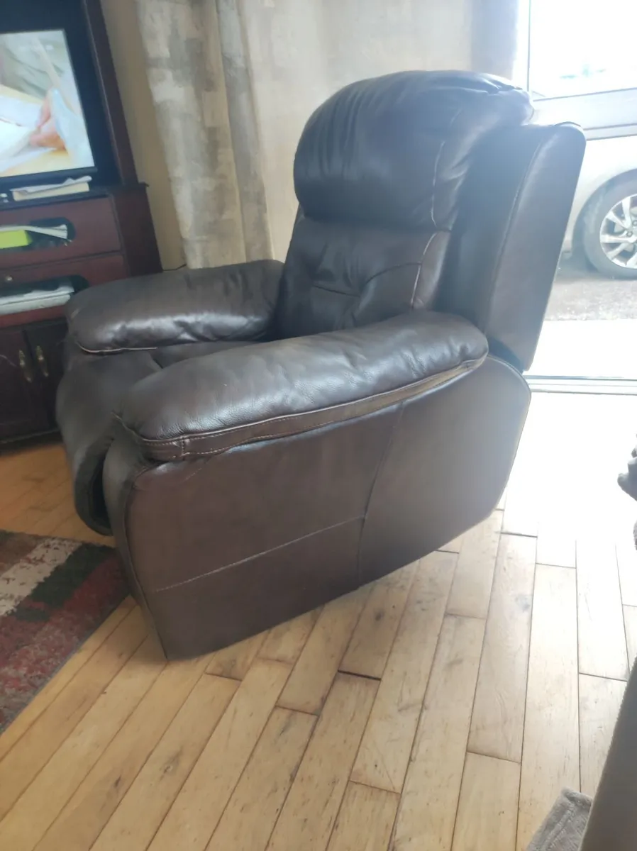 Two Leather Reclining Arm Chairs - Image 2