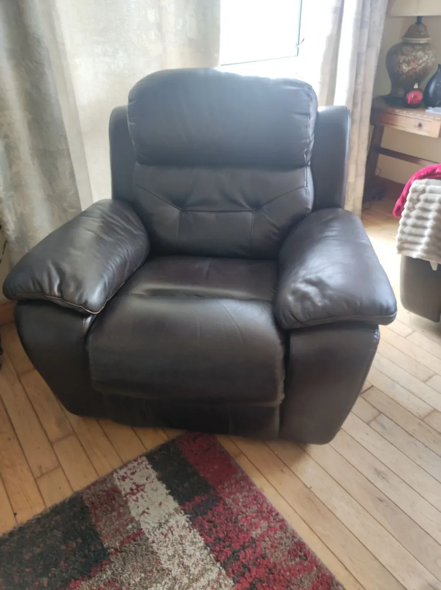 Two Leather Reclining Arm Chairs - Image 1