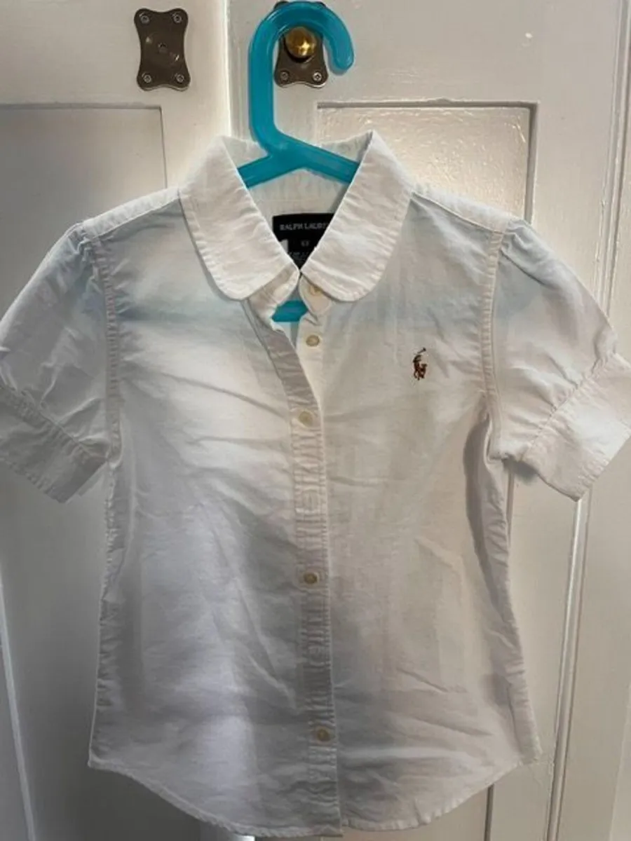 Ralph Lauren White Cotton Oxford Short-Sleeve Girl - Image 1