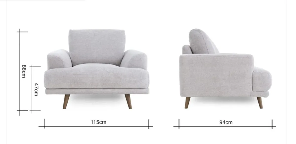 EZ Living Fabric Armchair, Grey - Image 3