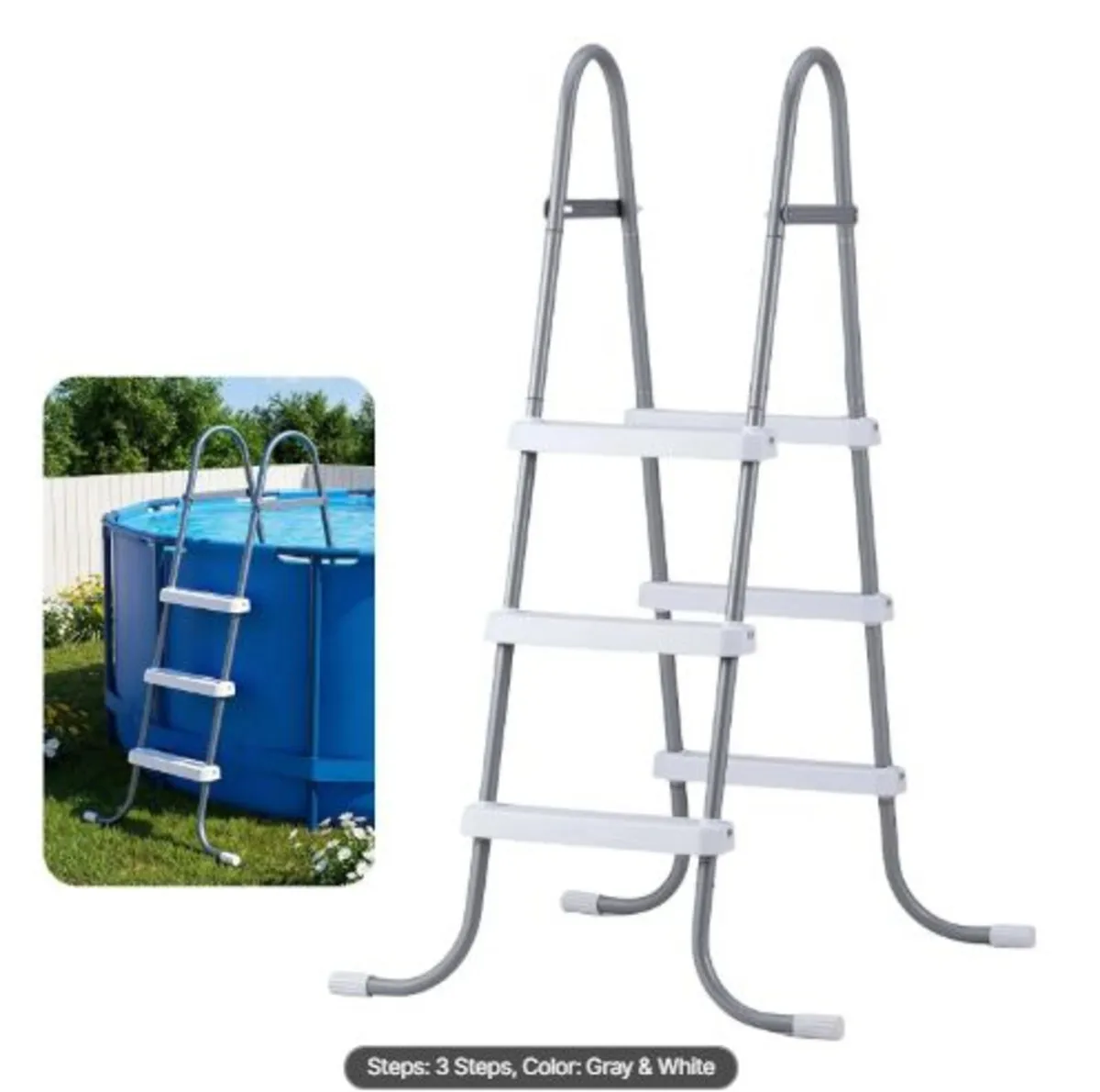 Above Ground Pool Ladder,3-Step Steel A-Frame Swin - Image 1