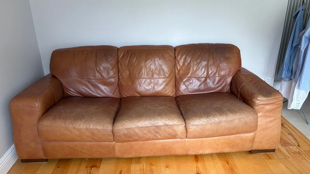 Real Leather Sofa - Image 1