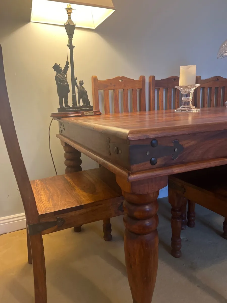 Solid Hardwood Dining Table & Chairs Offaly - Image 3