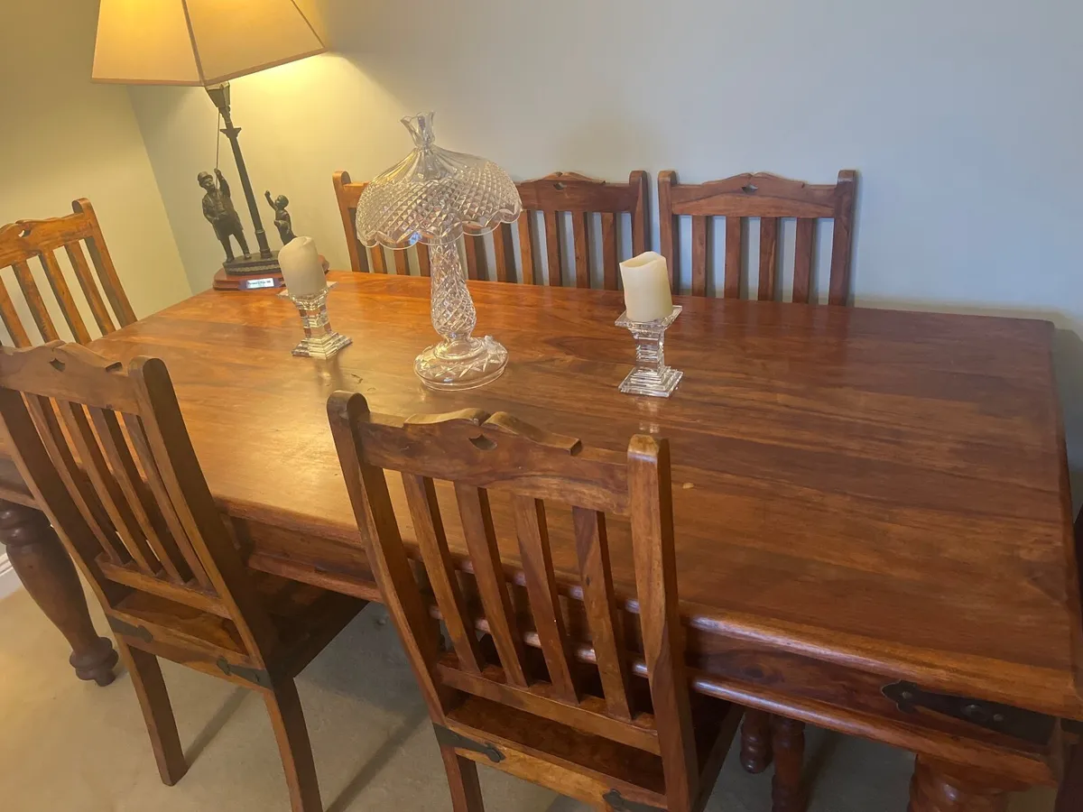 Solid Hardwood Dining Table & Chairs Offaly - Image 2