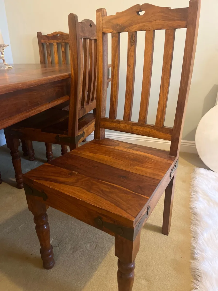 Solid Hardwood Dining Table & Chairs Offaly - Image 4