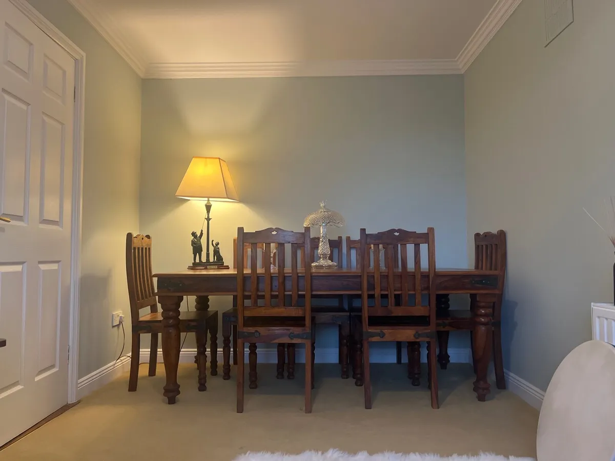 Solid Hardwood Dining Table & Chairs Offaly - Image 1