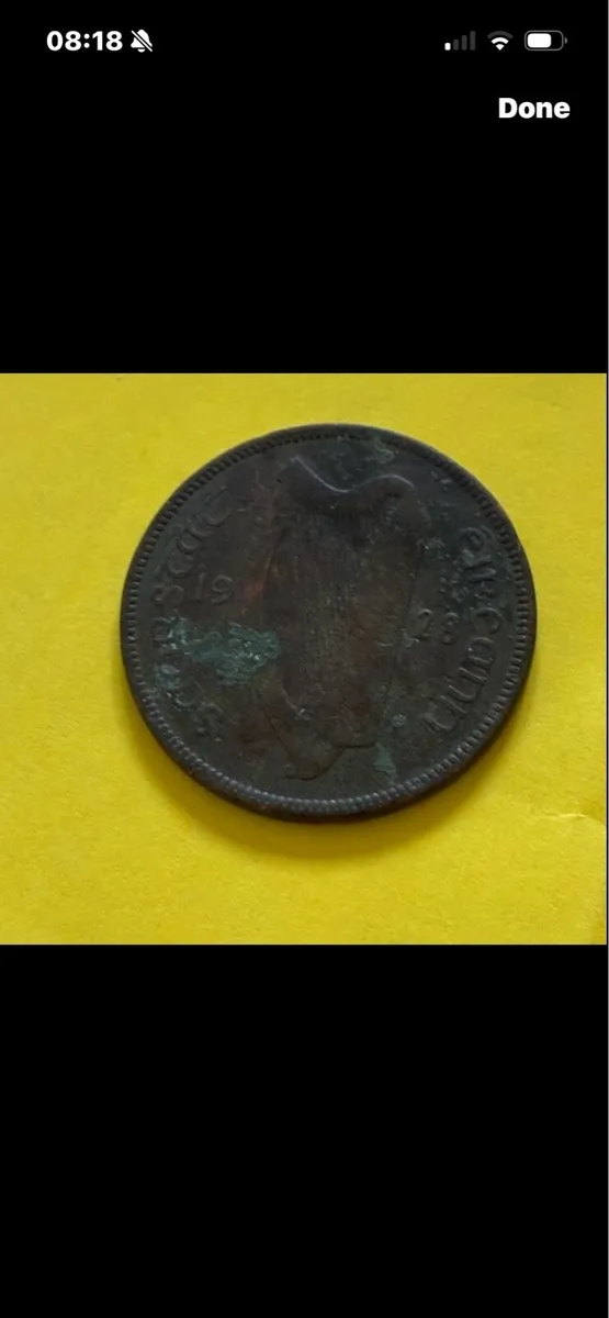 Irish Leath Phingin 1928,1941 - Image 3